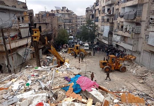 Aleppo nach dem Erdbeben (Foto Ansa-Zumapress)